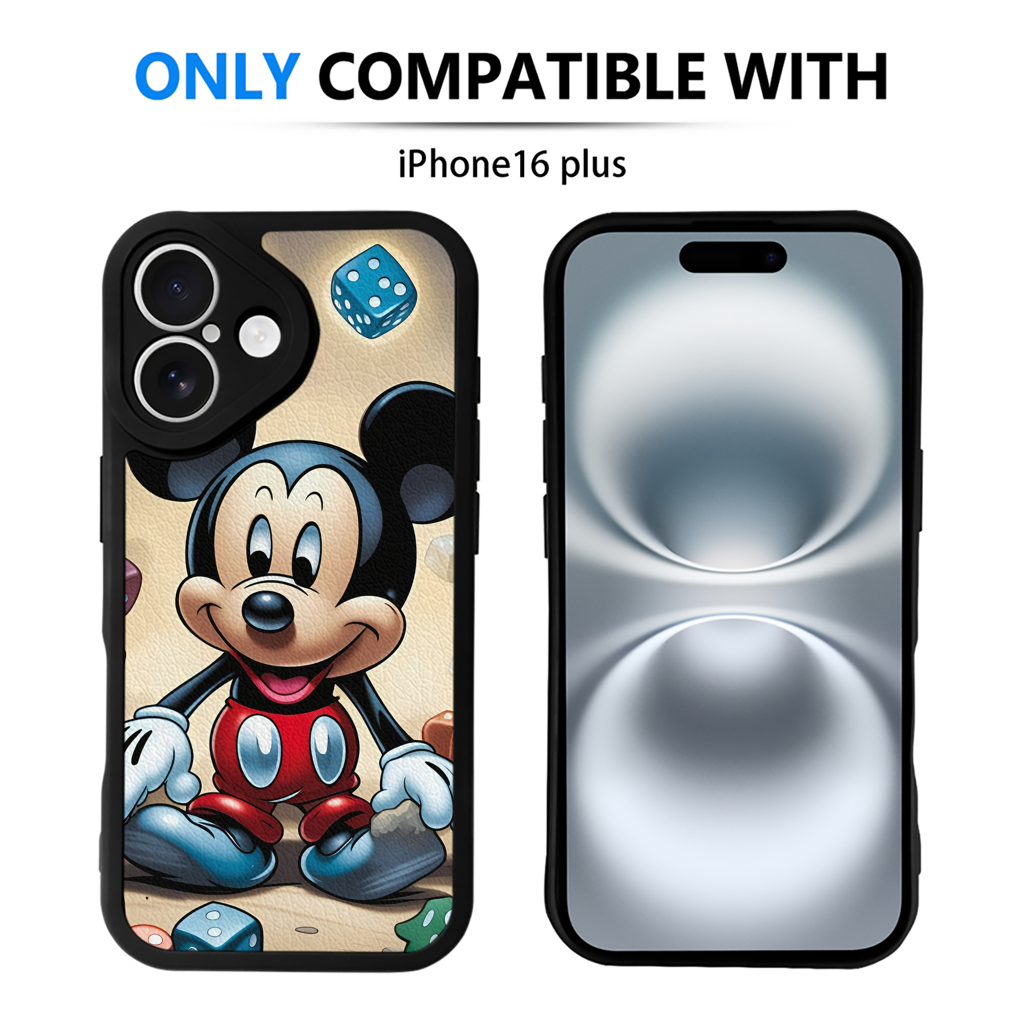 （画像用） ミッキーマウス Mickey Mouse 【iPhone 16シリーズ対応】シリコンスマホケース（レザー調） 材質：シリコン